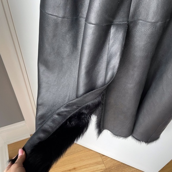 Post Card womens black long shearling lamb‎ coat Size 10 - Picture 12 of 12